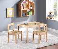 Della 3-Piece Solid Wood Kids Table & Two Chair Set Natural