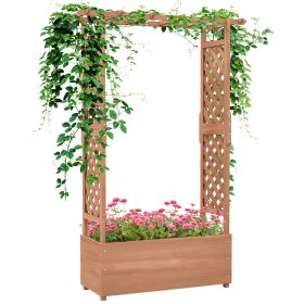 Outsunny Raised Garden Bed With Arch Trellis For Vine Climbi 2