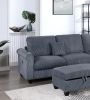 Contemporary Dark Gray 3Pc Sectional Set Corduroy