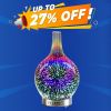 3D Fireworks Glass Vase Humidifier With 7 Color Led Night