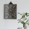 Large Vintage Black Rectangular Wall Clock With White