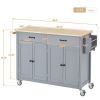 Kitchen Island Cart With Solid Wood Top And Locking Wheels