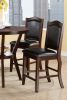 Dark Brown Wood Finish Set Of 2 Counter Height Chairs Faux