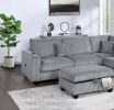 Contemporary 3Pc Sectional Set Fog Color Corduroy Couch Laf