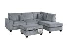 Contemporary 3Pc Sectional Set Fog Color Corduroy Couch Laf