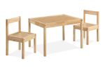 Della 3-Piece Solid Wood Kids Table & Two Chair Set Natural