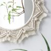 1Pc Boho Macrame Round Mirror - Woven Wall Hanging For