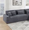 Modern 2Pc Sectional Set Xl Plush Corduroy Fabric Dark Gray