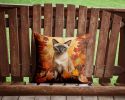 Tonkinese Cat In Fall Leaves Throw Pillow Machine Washable 2509