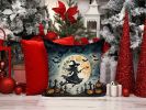 Flying Witch Spooky Halloween Throw Pillow Machine 2343
