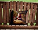 Scottish Terrier And Santa Claus Throw Pillow Machine 2485