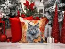 Nebelung Cat In Fall Leaves Throw Pillow Machine Washable 2350