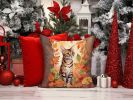 Ocicat Cat In Fall Leaves Throw Pillow Machine Washable 2422