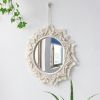 1Pc Boho Macrame Round Mirror - Woven Wall Hanging For