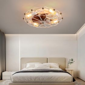Low Profile Cage Ceiling Fan With Light Remote Control Built