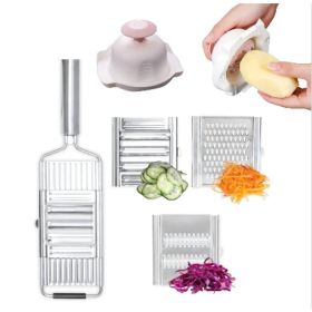 Stainless Steel Grater Vegetable And Fruit Slicer Peeler (Option: 3sets tools Pink hand guard)