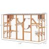 Catio Playground Cat Window Box Outside Enclosure, Wooden Outdoor Cat House with Weather Protection Roof for Multiple Kitties