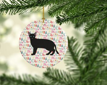 Ceramic Ornament Christmas (Design: Russian White Black 1 Cat - Christmas)