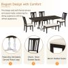 Traditional 6-Piece 78inch Trestle Extendable Dining Table Set with One 18inch Removable Leaf, Padded Dining Chairs and Bench