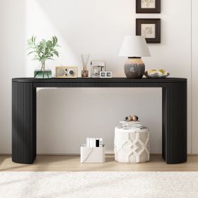 Curved Stripe Console Table (Material: MDF, Color: Black)