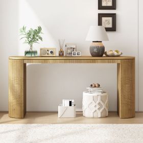 Curved Stripe Console Table (Material: Pine, Color: Natural)