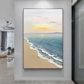 Hand Painted Oil Painting Sunrise Seascape Sailboat Home (size: 100 x 150 cm)