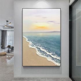 Hand Painted Oil Painting Sunrise Seascape Sailboat Home (size: 90 x 120 cm)