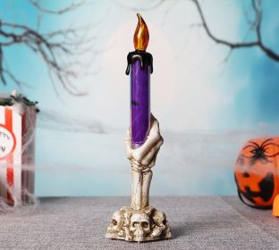 Halloween Led Lights Horror Skull Ghost Holding Candle Lamp Happy Holloween Party Decoration For Home Haunted House Ornaments By  Super Deals (Color: Purple)