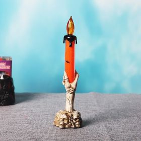 Halloween Led Lights Horror Skull Ghost Holding Candle Lamp Happy Holloween Party Decoration For Home Haunted House Ornaments By  Super Deals (Color: Orange)
