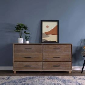 Modern Farmhouse Solid Wood 6 Drawer Double Dresser In (Color: Rustic)