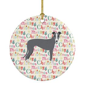 Ceramic Ornament Christmas (Design: Italian Greyhound - Merry Christmas)