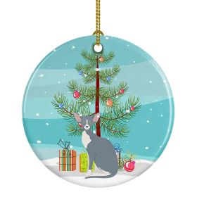 Ceramic Ornament Christmas (Design: Peterbald Cat - Merry Christmas)