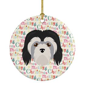 Ceramic Ornament Christmas (Design: Lowchen Little Lion Dog - Merry Christmas)