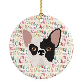 Ceramic Ornament Christmas (Design: French Bulldog - Merry Christmas)