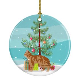 Ceramic Ornament Christmas (Design: American Wirehair Cat - Christmas)