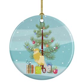 Ceramic Ornament Christmas (Design: French Curly Canary - Merry Christmas)