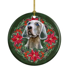 Ceramic Ornament Christmas (Design: Weimaraner - Poinsetta Wreath)